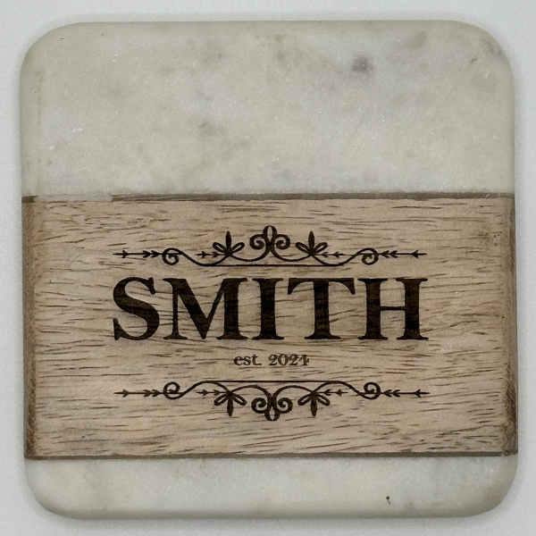 Wood/Marble Coasters - Set of 4